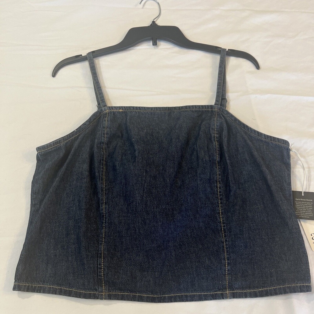 Ana Cropped Top denim Shirt Women's Size L NWT